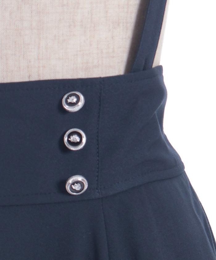 Frill High-Waisted Skirt with Suspenders