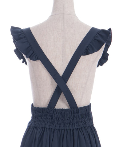 Frill High-Waisted Skirt with Suspenders