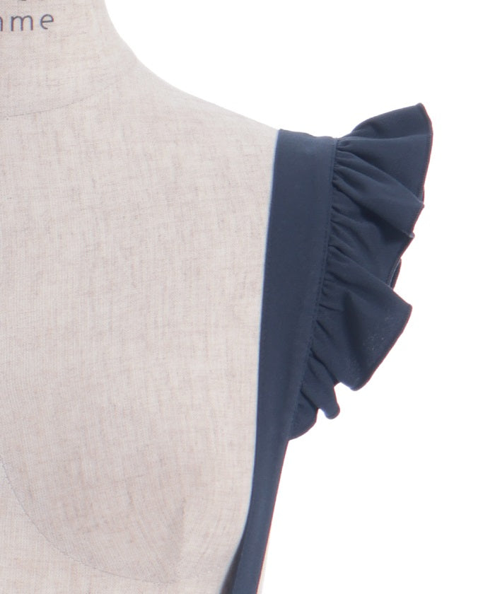 Frill High-Waisted Skirt with Suspenders