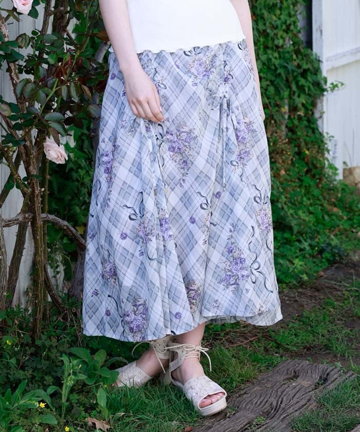 Rosy Plaid Drawstring Skirt