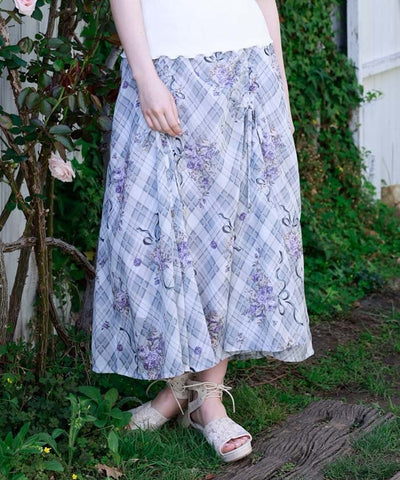 Rosy Plaid Drawstring Skirt