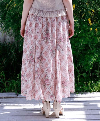 Rosy Plaid Drawstring Skirt