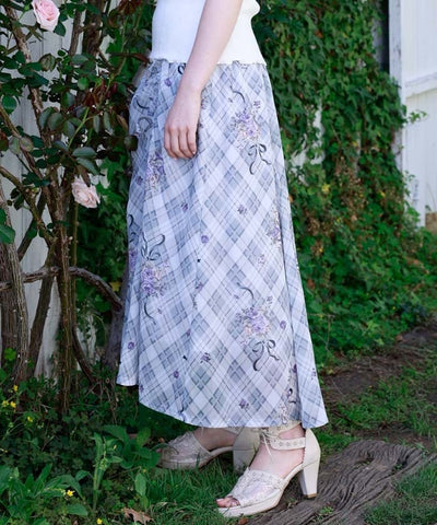 Rosy Plaid Drawstring Skirt