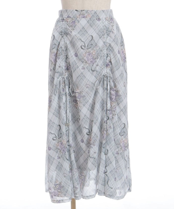 Rosy Plaid Drawstring Skirt