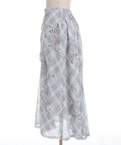 Rosy Plaid Drawstring Skirt