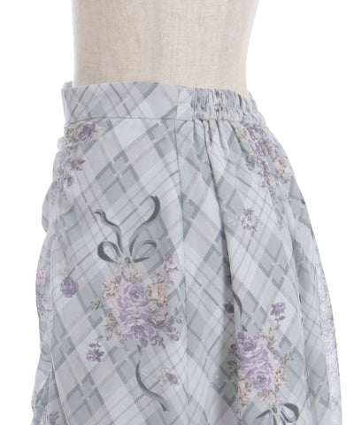 Rosy Plaid Drawstring Skirt
