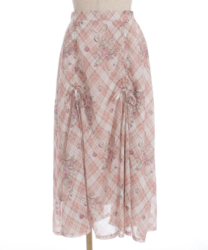 Rosy Plaid Drawstring Skirt