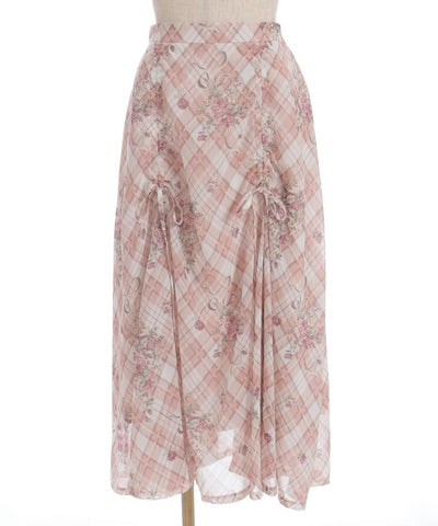 Rosy Plaid Drawstring Skirt