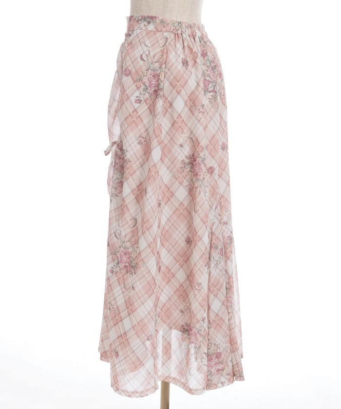 Rosy Plaid Drawstring Skirt