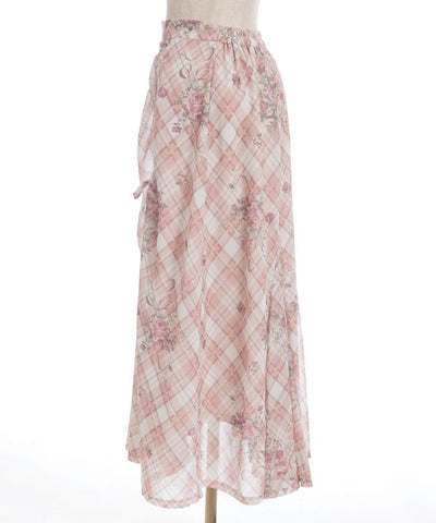 Rosy Plaid Drawstring Skirt