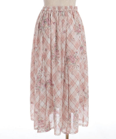 Rosy Plaid Drawstring Skirt