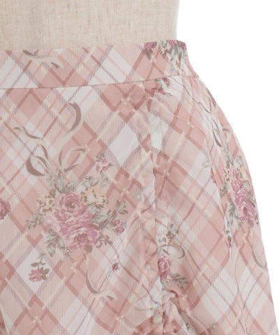 Rosy Plaid Drawstring Skirt