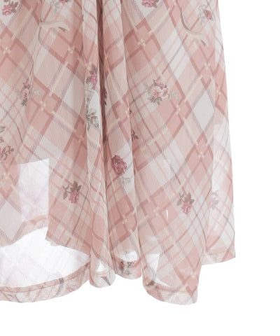 Rosy Plaid Drawstring Skirt