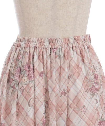 Rosy Plaid Drawstring Skirt