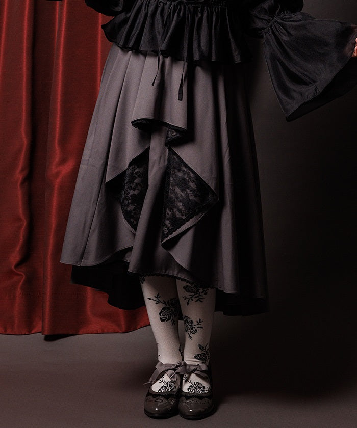 Bicolor Lace Frill Skirt