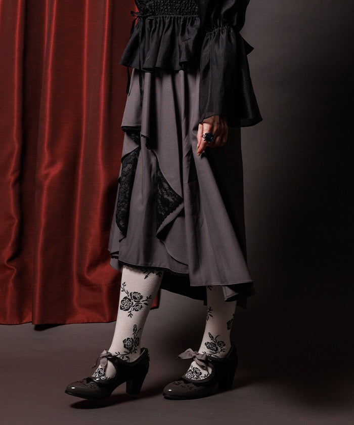 Bicolor Lace Frill Skirt