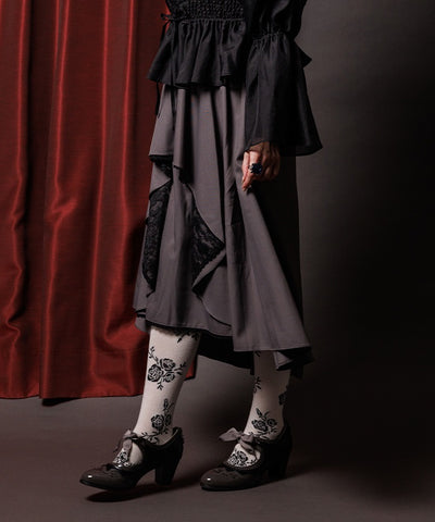 Bicolor Lace Frill Skirt