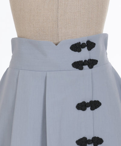 Chinese Button Irregular Hem Skirt