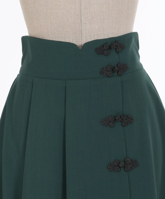 Chinese Button Irregular Hem Skirt