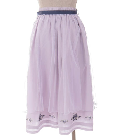 Bouquet Embroidery Flare Skirt