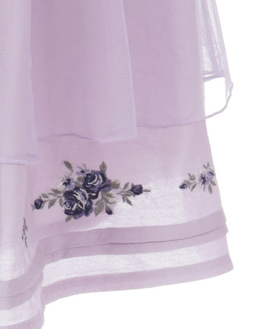 Bouquet Embroidery Flare Skirt