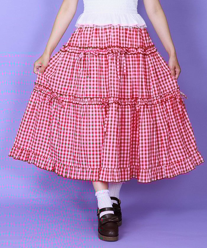 Gingham Tiered Skirt
