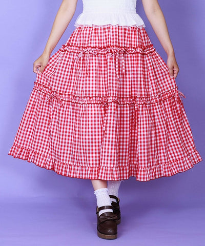 Gingham Tiered Skirt