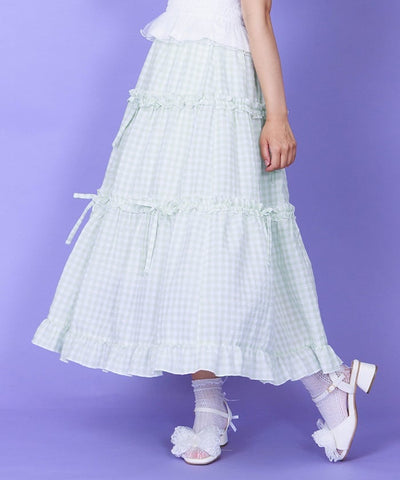 Gingham Tiered Skirt