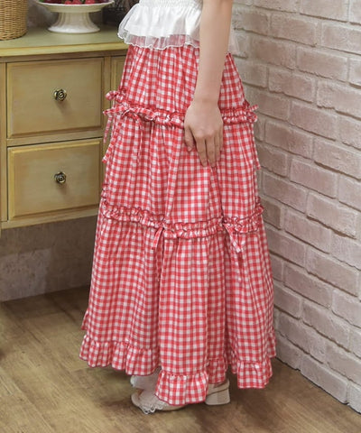 Gingham Tiered Skirt