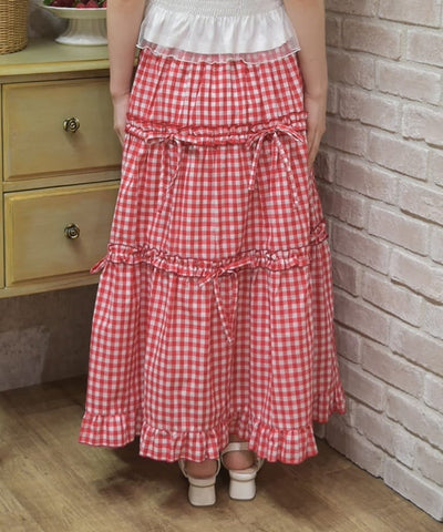 Gingham Tiered Skirt