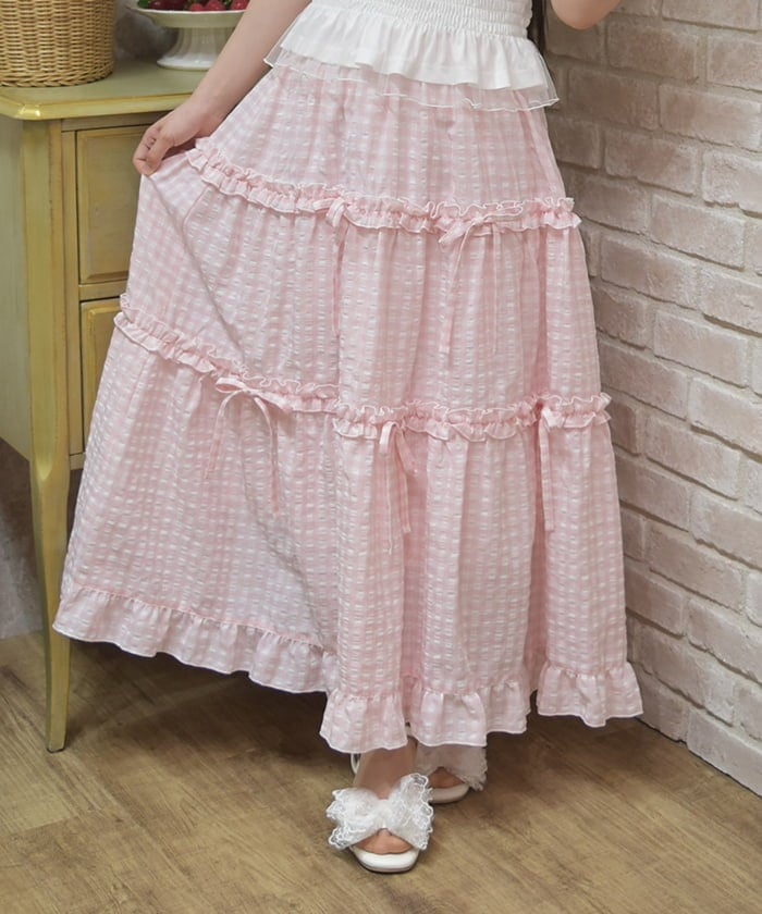 Gingham Tiered Skirt