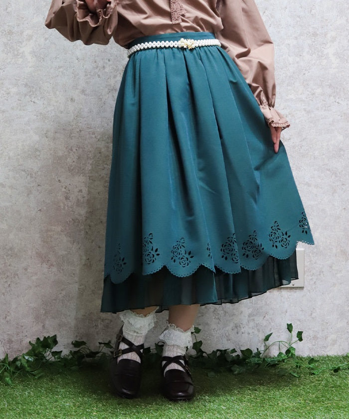 Scalloped & Cutwork Skirt – axes femme from JAPAN