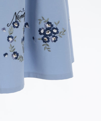Nemophila Embroidery Skirt with Belt