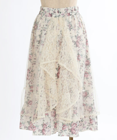 Multi Way Lace Floral Pattern Skirt