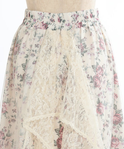 Multi Way Lace Floral Pattern Skirt