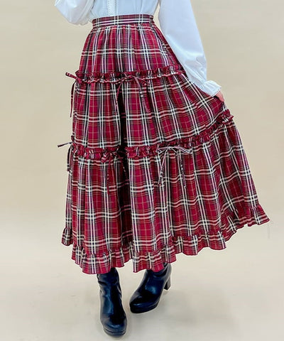 Plaid Pattern Tiered Skirt