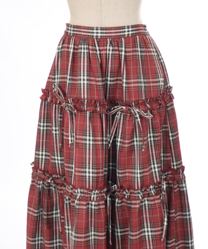 Plaid Pattern Tiered Skirt