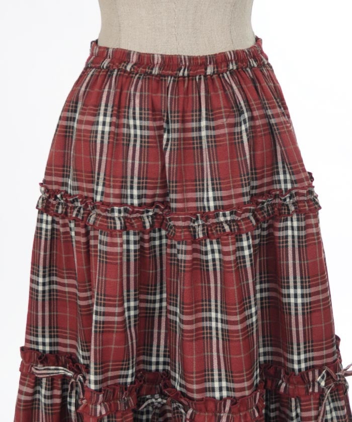 Plaid Pattern Tiered Skirt