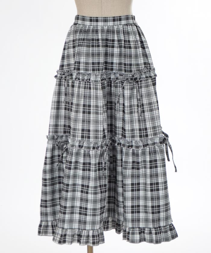 Plaid Pattern Tiered Skirt