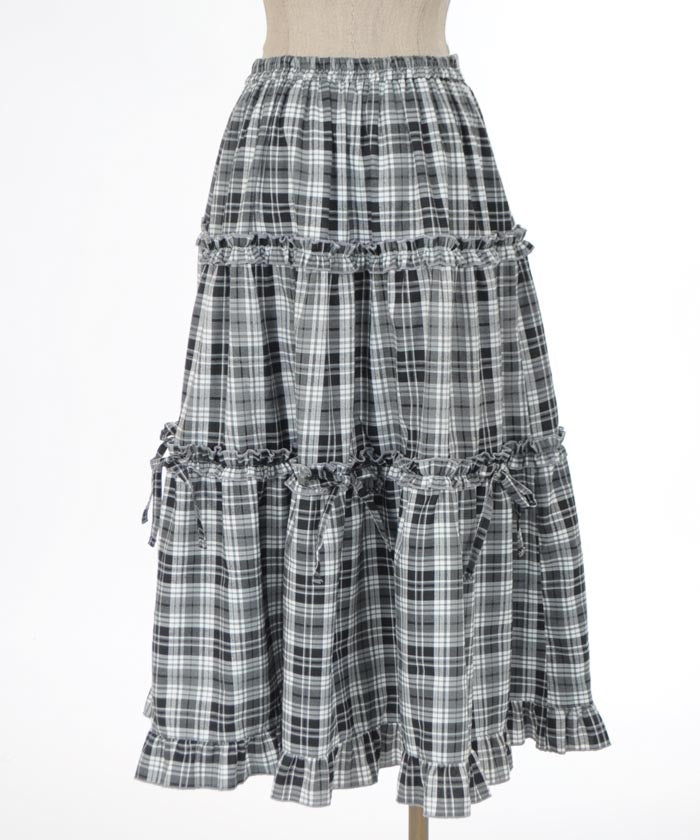 Plaid Pattern Tiered Skirt