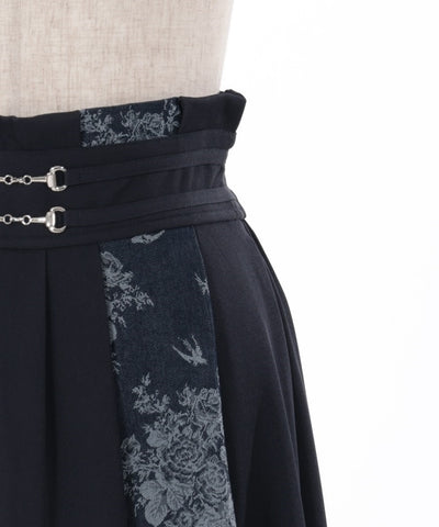 Swallow & Rose Pattern Patchwork Skirt