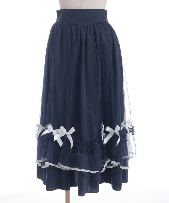 Marine Tulle Ribbon Skirt