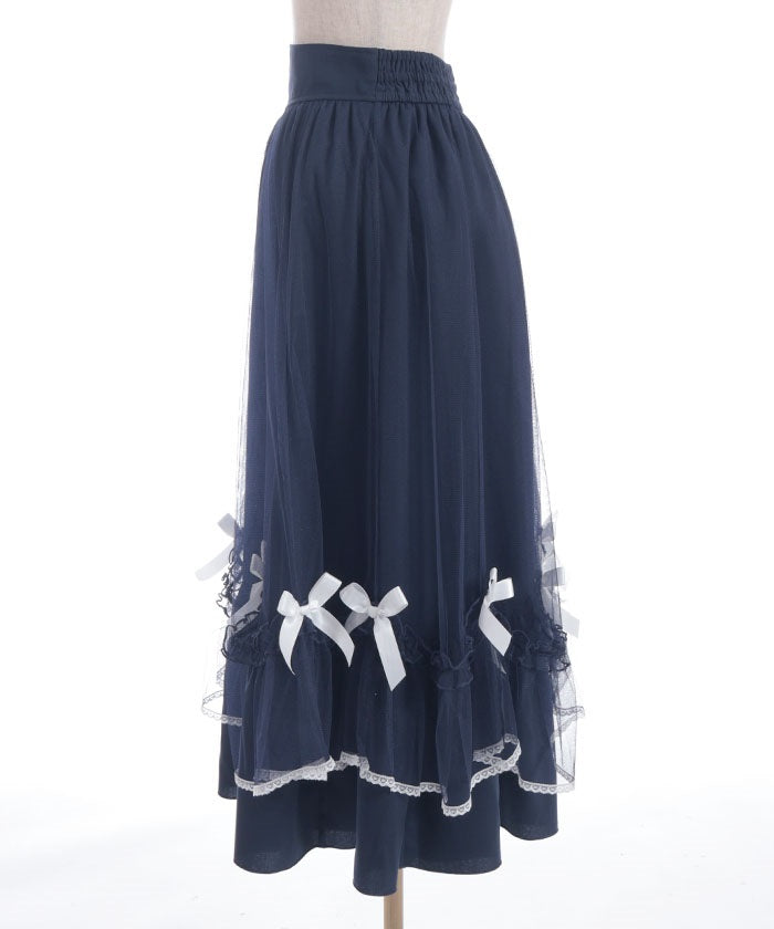 Marine Tulle Ribbon Skirt