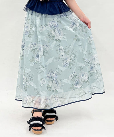 Floral Pattern Sheer Jacquard Skirt