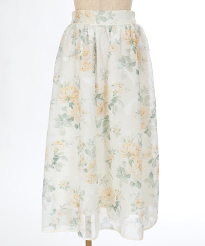 Floral Pattern Sheer Jacquard Skirt