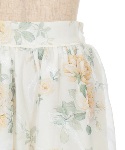 Floral Pattern Sheer Jacquard Skirt