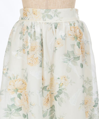 Floral Pattern Sheer Jacquard Skirt