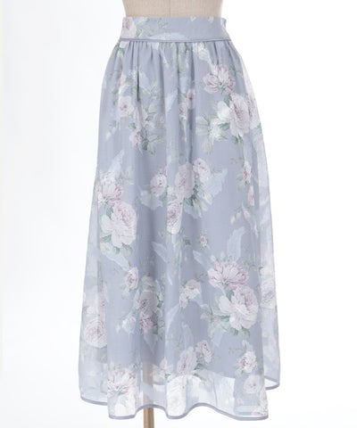 Floral Pattern Sheer Jacquard Skirt