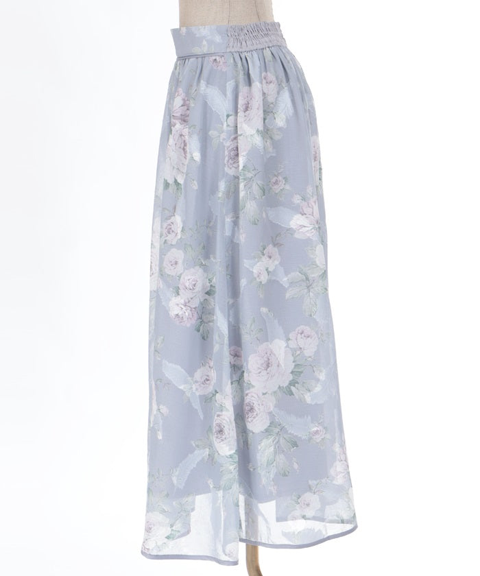 Floral Pattern Sheer Jacquard Skirt