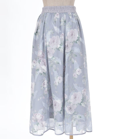 Floral Pattern Sheer Jacquard Skirt